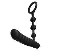 Vibration Stimulation Anal Plug Silicone Penis Ring Pull Bead Butt Plug Vibrator with 10 Frequency Vibration Adult Sex Toy