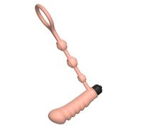 Vibration Stimulation Anal Plug Silicone Penis Ring Pull Bead Butt Plug Vibrator with 10 Frequency Vibration Adult Sex Toy
