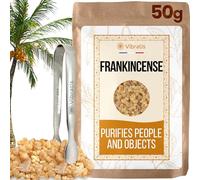 VIBRATIS Frankincense Grains 50g with Tongs - 100% Natural Boswellia Carterrii Premium Quality Resin - Very Strong Spiritual Virtues