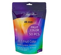 VIBRATISSIMO Fruit Coloured Condoms 50-Pack | Feel-Real & Extra Lubricated | Resealable Bag | Ultra-Thin | w=49 mm