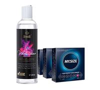 Vibratissimo Play Gel All-in-one 250 ml & My.Size Condoms 3 Pack I Lubricant Warming, Tingling & Climax Enhancing I Water-Based Lubricant & Condoms 57, 60, 64 mm Width