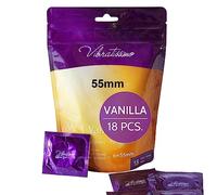 VIBRATISSIMO XXL Vanilla Condoms 18-Pack I Premium With Aroma I for Men I Vanilla Flavored With Thin Wall Thickness & Aromatized I Thin Feel I w=55mm