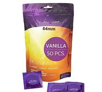 VIBRATISSIMO XXL Vanilla Condoms 50-Pack I Premium Condoms with Aroma I Condom for Men I Vanilla Flavored Kondoms with Thin Wall Thickness & Aromatized I Thin Feel I w=64mm