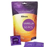 VIBRATISSIMO XXL Vanilla Condoms 50-Pack I Premium Condoms with Aroma I Condoms for Men I Vanilla Flavored Condoms with Thin Wall Thickness & Aromatized I Thin Feel Condoms I w=69mm