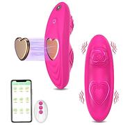 Vibrator App Remote Control with Magnetic Clip Powerful, 9.8cm Sex Toys & Heart-Designed Wearable Panty Vibrator, Dual Motor Butterfly Vibrator Portable Adult Sex Toy for Couple Women Pleasure