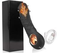 Vibrator Realistic Dildo Clitoris G-Spot Anal Vaginal Stimulator with 10 Powerful Vibration Mode&Heatable Waterproof for Adults Game/Sex Toy (Black)