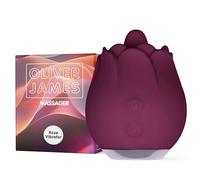 Vibrator Rose Toy by Oliver James - Licking Rose Sex Toy for Women, 10 Vibration Modes, IPX6 Showerproof Adult Toys, Silicone Sex Toys, Rechargeable Clitoral Vibrators for Women (Deep Purple)