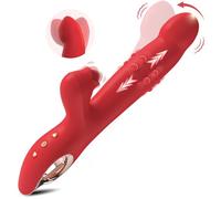 Vibrator Thrusting Dildo Adult Sex Toys-G Spot Vibrator with 5 Swing Modes & 2 Motors 10 Vibration Modes & Beaded Slide Rabbit Vibrators Female Sex Toys Adult Toys for Women & Couples Pleasure