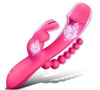 Vibrator Thrusting Dildo for Women - Double 10 Modes Clitoral Stimulator Sex Toys, Waterproof Rabbit Vibrator Adult Toy for Her, Pink Couples Sex Toy with Flexible External Arm