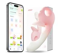 Vibrator with Remote Thrusting Dildo Clit Sucker Slapping G Spot Vibrator APP Controlled with AI Chat 7 Suction & 12 Vibration & Music Modes for Clitoral Nipple Anal Stimulation Adult Sex Toy