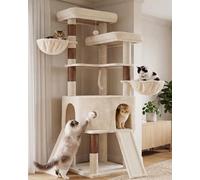 Vibrissia Cat Tree, 68-Inch Heavy Duty Cat Tower with 2 Extra Large Top Platforms, Diamond-Shaped Spacious Condo for Large Cats, Cat Furniture with 2 Baskets & 2 Sisal Scratchers, Beige VCT011MJ