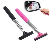 Vibrivio 2-Pack Retractable Car Window Squeegee, Extendable Side Mirror Wiper & Cleaner Tool, Telescopic Design Up to 38.5 Inches, Mini Auto Scraper for Rainy Days (Black+Pink)