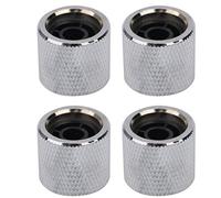 Vibrivio 4 Pcs Electric Bass Knob Dome, Metal High-End Shell Inlaid Tone Volume Control Guitar Parts, Black Color, Suitable for Electric Guitars and Basses