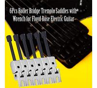 Vibrivio 6Pcs Roller Bridge Tremolo Saddles with Wrench for Electric Guitar, Black, Bridge Tremolo Saddles, Guitar Bridge String Saddles