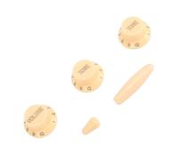Vibrivio Guitar Potentiometer Knob Set, Plastic Volume Tone Control Knob, Accurate White with Gold Word, 6 Pieces, Compatible with Electric Guitar, Easy Installation