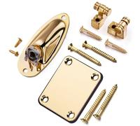 Vibrivio Guitar String Tree Retainer Set, Gold Electric Guitar Socket Plate with Screws, Replacement String Roller Retainer, Instrument Accory for Guitar Maintenance