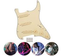 Vibrivio Pre Wired Pickguard Pickup Set, Single Coil Beige Electric Guitar Musical Instrument Accories, Compatible with Various Electric Guitar Models