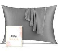 VIBRIYL 19 Momme Silk Pillowcase - Premium Quality 100% Mulberry Silk Pillowcase Hair and Skin with Hidden Zipper - UK Standard Size 75cm X 50cm (Grey)