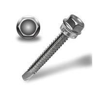 Vibsky 100 Pcs M55x50mm Stainless Steel Hex Self-Drilling Screws Roofing Metal Sheets Trapezoidal Plates Silver