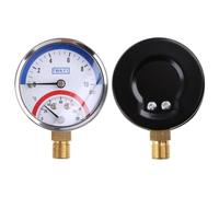Vibsky 2-in-1 Temperature and Pressure Gauge for Floor Heating Systems, 0-10 Bar Pressure Range, 0-120°C Temperature Range, G1/2 and G1 Threaded Connections, Dual Display for Easy Monitoring