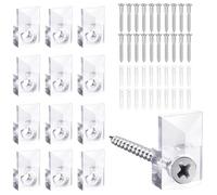 Vibsky 20 Pieces Transparent Mirror Clip Kit with Screws and Anchors Secure Glass Hanging on Cabinets Doors and Walls
