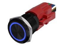 Vibsky 22mm Metal Momentary Push Button Switch 12V with LED Light IP67 Waterproof Self-Reset ONOFF Car for Motorcycle Panel Red