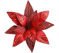 Vibsky 29 cm Fabric Artificial Flower Glitter Poinsettia Mesh Christmas Wreath Ornament, Silver/Red/Gold/Pink
