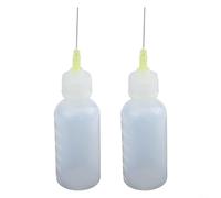 Vibsky 2pcs 50mL Needle Tip Liquid Dispenser Bottles for Flux Oil Glue Ink Squeezable Plastic Dropper with Pin Refillable for Maintenance