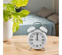 Vibsky 4 Inch Metal Twin Bell Alarm Clock, Silent Sweep Analogue Bedside Clock with Illuminated Dial Room, Blue