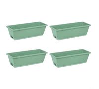 Vibsky 4PCS Plastic Rectangular Planting Troughs with Drainage System for Windowsill Flower Vegetable Herb Garden 43cm Long(Light green)