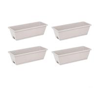 Vibsky 4PCS Plastic Rectangular Planting Troughs with Drainage System for Windowsill Flower Vegetable Herb Garden 43cm Long(Shade gray)