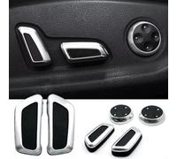 Vibsky 6-Piece Car Seat Adjustment Knob Button Switch Cover Set for A3, A4, A4L, B8, A5, A6, Q3, Q5 - Black