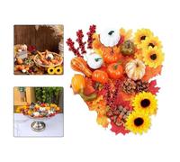 Vibsky Artificial Fall Decorations 96 Piece Set Including Pumpkins, Maple Leaves, Pinecones and Berries DIY Wreaths