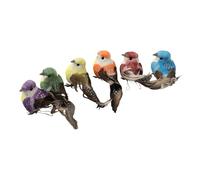 Vibsky Artificial Feather Birds 6 Pack Foam Simulation Perched Ornaments Christmas Tree Wedding Garden Home Decor
