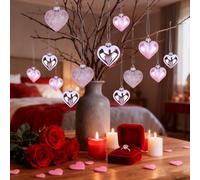 Vibsky for Plastic Heart Shaped Ornaments 24 Pack Electroplated Christmas Baubles Tree Hanging Valentine Party Decor 177 to 236 Inch