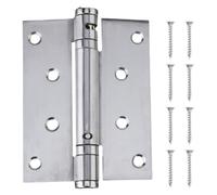 Vibsky Invisible Automatic for Door Closer Hinge in Stainless Steel, Adjustable Closing Speed with 90 Degree Hold, Spring Hinge Interior Use, Silver 100mm