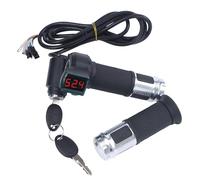 Vibsky LCD Display E-Bike Throttle Grip for Electric Bicycle Scooter, 36V-84V Real-Time Voltage Monitor, Twist Throttle with LED Display, 1.7M Cable, Compatible with 36V/48V/60V/72V/84V