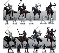 Vibsky Medieval Knights Warriors Horses Figures Model Playset, 28PCS Plastic Toy Soldiers for Age 4+, Educational Collectible Display Set