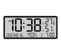 Vibsky Modern Digital Alarm Clock with Large Screen and Thermometer, Multi-Function LCD Wall Clock for Home Office for UK Power