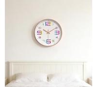Vibsky Modern Silent Wall Clock 30cm, 3D Colorful Numbers on for Plastic Frame, Quiet Quartz Movement Bedroom Kitchen