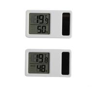 Vibsky Portable Solar Powered Thermometer Hygrometer, Indoor Digital Temperature and Humidity Monitor for Nursery and Living Room, 2 Units(5 * 3cm)