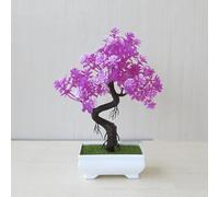 Vibsky Realistic for Plastic Bonsai Tree Decoration, 24cm Artificial Potted Plant Office Home Shelf, Low Maintenance Fake Flower