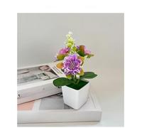Vibsky Realistic Silk Chrysanthemum Potted Plant, Elegant Artificial Flowers Home Office Wedding Decor, Fake Flower with Detailed Leaves, for Orange
