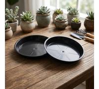 Vibsky Round Plant Drip Trays 2 Pack, for Black PP for Plastic Saucers Succulent Pots, Thickened Bottom Drainage Plates Home Garden