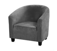 Vibsky Silver Fox Velvet Elastic Sofa Cover for Club Chair, Armchair, Tub Seat - Plush Thick Fitted Design with Full 360 Protection - Khaki, Blue, White, Camel, Coffee, Gray, Cyan (Pack of 1)