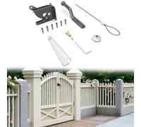 Vibsky Spring Loaded Self-Locking Gate Latch with Rope, Metal Automatic Fence Lock, Adjustable Wood Metal Posts, Garden Pool Security, for Black