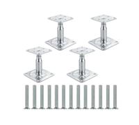 Vibsky Steel Adjustable Floor Support Bracket 10-15cm, 4 Pack Anti-Rust Bolt Base Decking, Pergolas and Log Cabins