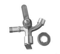 Vibsky Washing Machine Tap Zinc Alloy Double Outlet Brushed Finish Multi Functional Connector for Laundry, Bidet Use G1/2 Inlet Single Hole Mount Easy Installation Kitchen Bathroom Utility