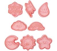 Vibsky Weather Theme Cookie Cutter Set 8 Piece PP Biscuit Molds Fondant Cake Sugar Craft Kitchen Baking Tools Pink