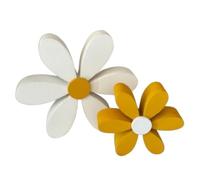 Vibsky Wood 3D Daisy Ornament Set, Rustic Style Spring Decor Home, Lightweight Yellow Flower Decoration, Available in 9cm and 14cm Sizes
